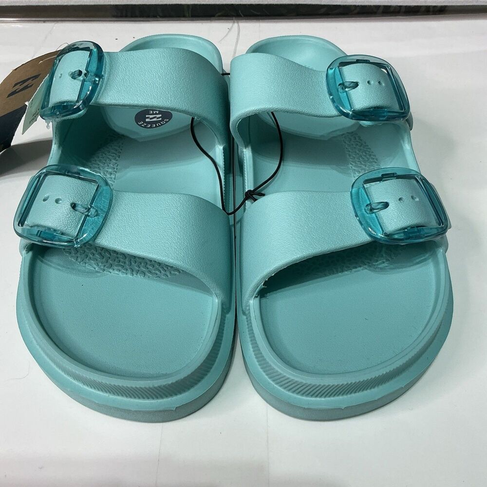 Billabong Helios Women’s Size 9 US Aqua Blue Buckle 2 Banded Sandals Eva Slide